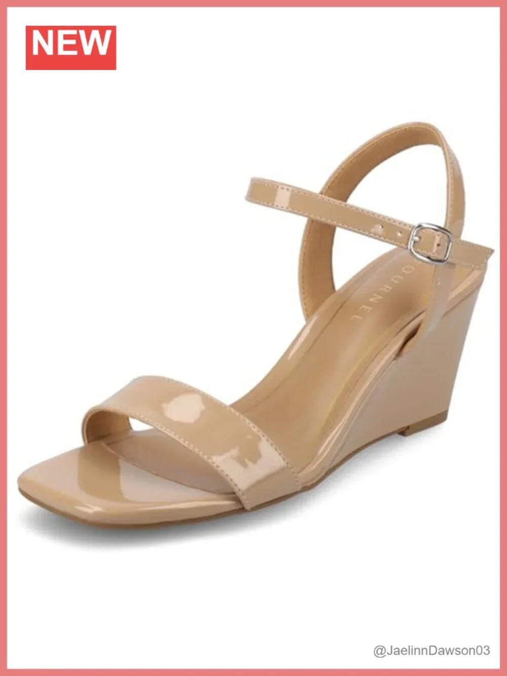 Journee Womens Dressy Wedge Sandal Faux Leather Cushioned Footbed Open Toe